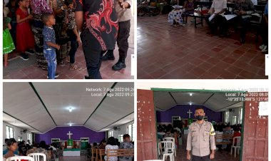 Memberi-keamanan-pada-Ibadah-Hari-Minggu,-Bhabinkamtibmas-Polsek-Hawu-Mehara-lakukan-pengamanan-pada-gereja