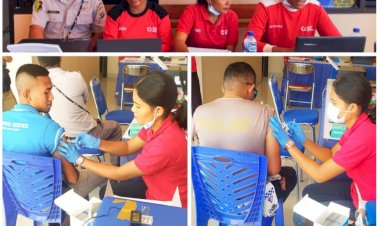 Jelang-Hari-Bhayangkara-Ke-77,-Kapolres-Sarai-Gelar-Vaksinasi-di-Mako-Polres-Sarai