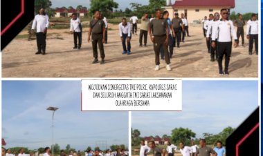 Wujud-Sinergitas-TNI-POLRI,-Kapolres-Sarai-dan-seluruh-anggota-bersama-TNI-Sarai-Laksanakan-Olahraga-Bersama