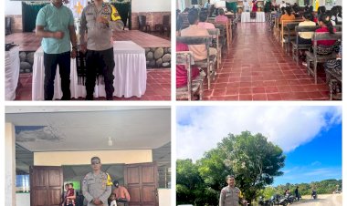 Bhabinkamtibmas-Desa-Peddaro,-Kec.-Hawu-Mehara-Laksanakan-Pengamanan-Ibadah-Minggu-di-Gereja-Sesawi-Lederaemawide,-Desa-Peddaro