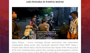 Jaga-Kamtibmas-Tetap-Kondusif,-Piket-SPKT-Regu-I-Polsek-Sabu-Barat-Sambangi-Kegiatan-LKD-Pemuda-di-Pantai-Napae