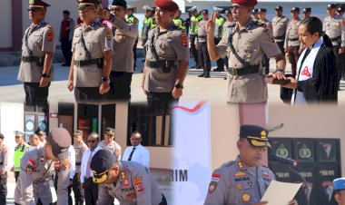 Tongkat-Estafet-Kepemimpinan-Berlanjut,-Kapolres-Sabu-Raijua-Pimpin-Sertijab-Kabag-SDM-dan-Kasat-Reskrim