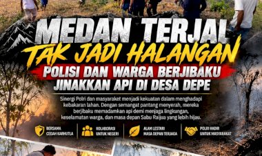 Medan-Terjal-Tak-Jadi-Halangan,-Polisi-dan-Warga-Berjibaku-Jinakkan-Api-di-Desa-Depe