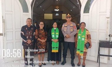 Minggu-Kasih-di-Gereja-Yeruel-Seba-Kota,-Polsek-Sabu-Barat-Ajak-Jemaat-Jaga-Kamtibmas-dan-Tertib-Berlalu-Lintas
