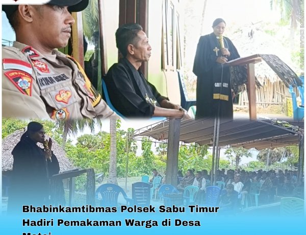 Bhabinkamtibmas Polsek Sabu Timur Hadiri Pemakaman Warga di Desa Matei