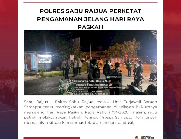 Polres Sabu Raijua Perketat Pengamanan Jelang Hari Raya Paskah