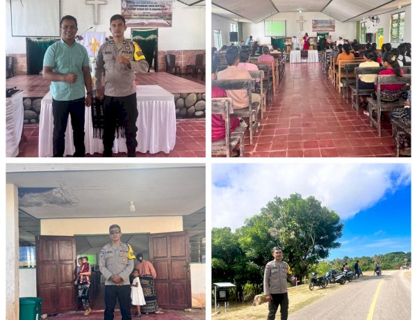 Bhabinkamtibmas Desa Peddaro, Kec. Hawu Mehara Laksanakan Pengamanan Ibadah Minggu di Gereja Sesawi Lederaemawide, Desa Peddaro