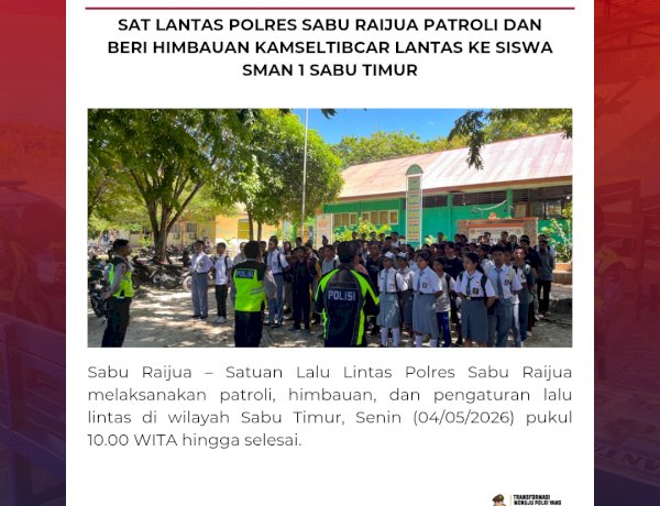 Sat Lantas Polres Sabu Raijua Patroli dan Beri Himbauan Kamseltibcar Lantas ke Siswa SMAN 1 Sabu Timur