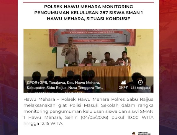 Polsek Hawu Mehara Monitoring Pengumuman Kelulusan 287 Siswa SMAN 1 Hawu Mehara, Situasi Kondusif