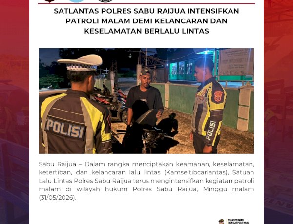 Satlantas Polres Sabu Raijua Intensifkan Patroli Malam Demi Kelancaran dan Keselamatan Berlalu Lintas