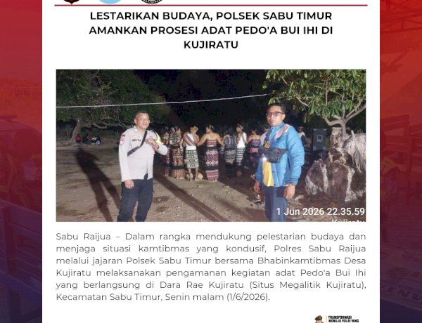 Lestarikan Budaya, Polsek Sabu Timur Amankan Prosesi Adat Pedo'a Bui Ihi di Kujiratu