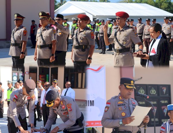 Tongkat Estafet Kepemimpinan Berlanjut, Kapolres Sabu Raijua Pimpin Sertijab Kabag SDM dan Kasat Reskrim