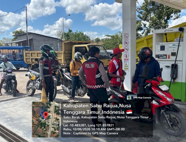 Antisipasi Dampak Kenaikan Harga BBM, Sat Samapta Polres Sabu Raijua Intensifkan Patroli di SPBU