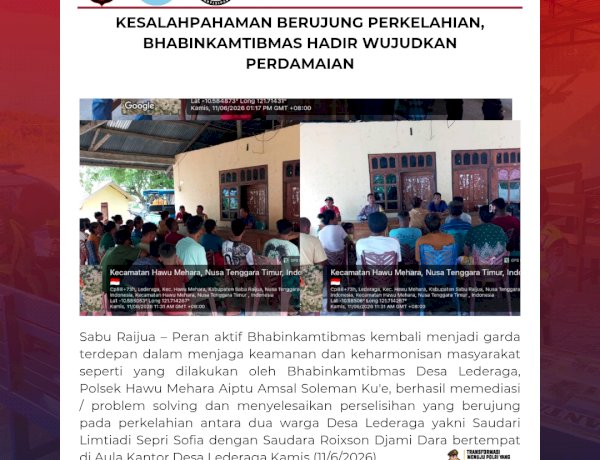 Kesalahpahaman Berujung Perkelahian, Bhabinkamtibmas Hadir Wujudkan Perdamaian