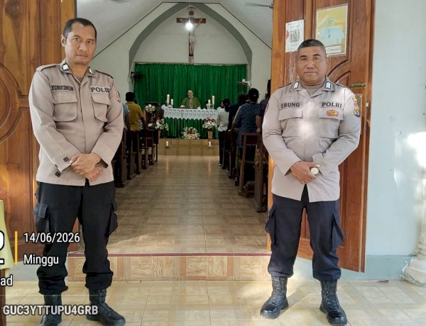 Wujud Pelayanan Polri, Pengamanan Ibadah Minggu di Gereja Santo Paulus Seba Berjalan Lancar