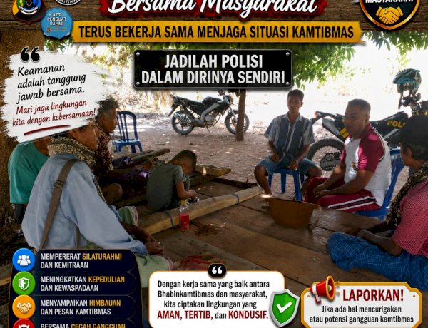 Sambang Humanis Bhabinkamtibmas Polsek Sabu Timur, Warga Desa Kujiratu Diajak Jaga Kamtibmas dan Waspada Cuaca Ekstrem