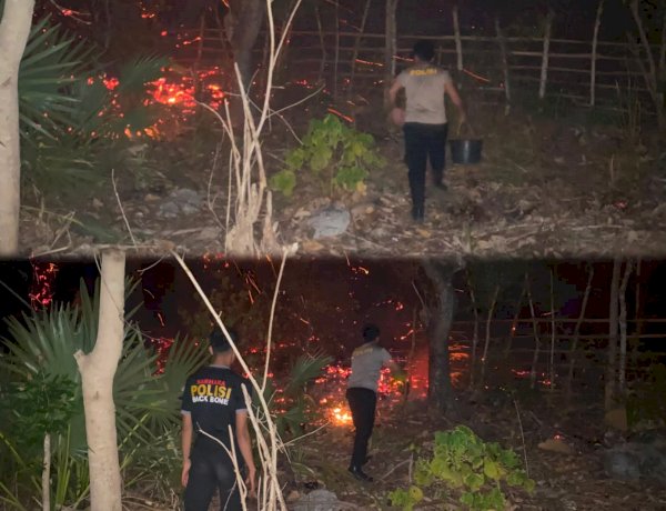 Sigap Padamkan Kebakaran Lahan, Patroli Presisi Sat Samapta Polres Sabu Raijua Hadir Jaga Kamtibmas dan Keselamatan Warga