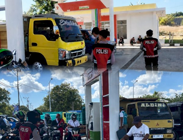 Cegah Antrean dan Panic Buying, Samapta Polres Sabu Raijua Pantau SPBU Roboaba