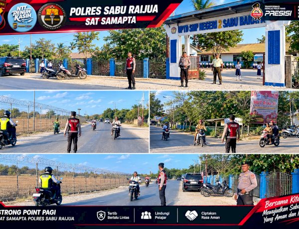 “Wujudkan Lalu Lintas Aman dan Tertib, Sat Samapta Polres Sabu Raijua Gelar Strong Point”
