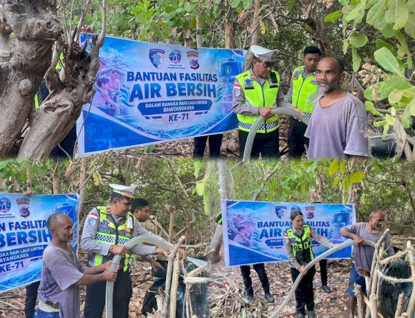 Bukan Sekadar Patroli, Polantas Sabu Raijua Buktikan Kepedulian dengan Salurkan Air Bersih