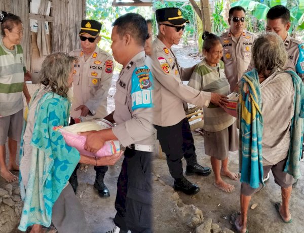 Polri Hadir dengan Kepedulian, Kapolsek Sabu Barat Berbagi Beras kepada Warga Kurang Mampu