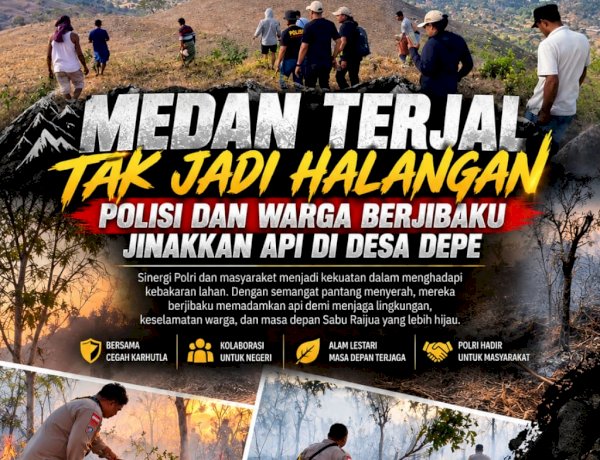 Medan Terjal Tak Jadi Halangan, Polisi dan Warga Berjibaku Jinakkan Api di Desa Depe