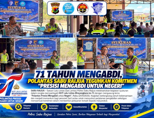 71 Tahun Mengabdi, Polantas Sabu Raijua Teguhkan Komitmen “Presisi Mengabdi untuk Negeri”