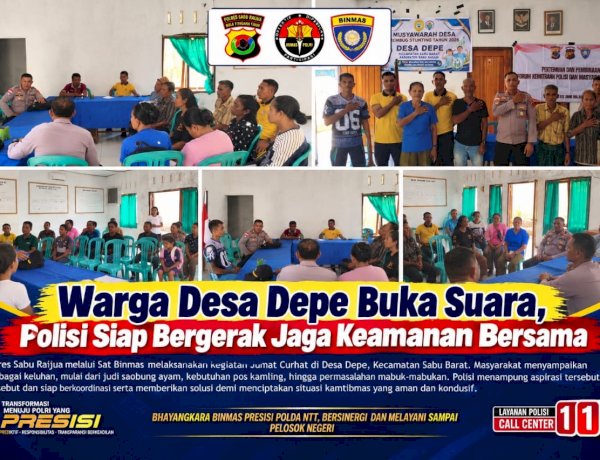 Duduk Bersama Cari Solusi, Polisi dan Warga Desa Depe Perkuat Kemitraan Lewat FKPM