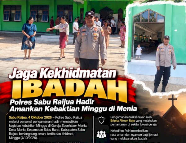 Jaga Kekhidmatan Ibadah, Polres Sabu Raijua Hadir Amankan Kebaktian Minggu di Menia