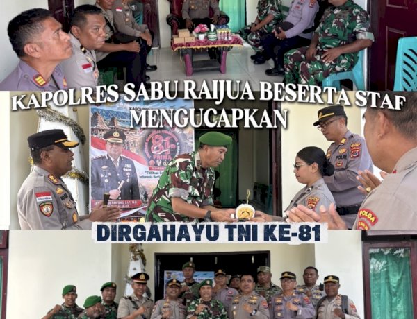 Sinergitas TNI-Polri Semakin Solid, Kapolres Sabu Raijua dan PJU Sampaikan Ucapan HUT TNI ke-81 ke Koramil 1604-08/Sabu Raijua
