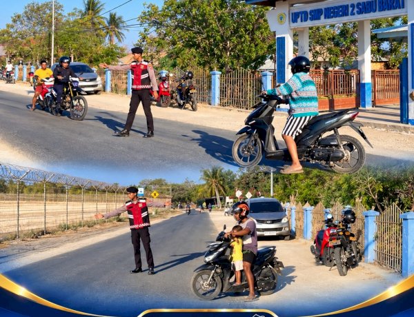 Tingkatkan Keselamatan Berlalu Lintas, Sat Samapta Polres Sabu Raijua Gelar Strong Point Pag