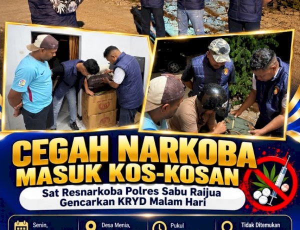 Cegah Narkoba Masuk Kos-Kosan, Sat Resnarkoba Polres Sabu Raijua Gencarkan KRYD Malam Hari