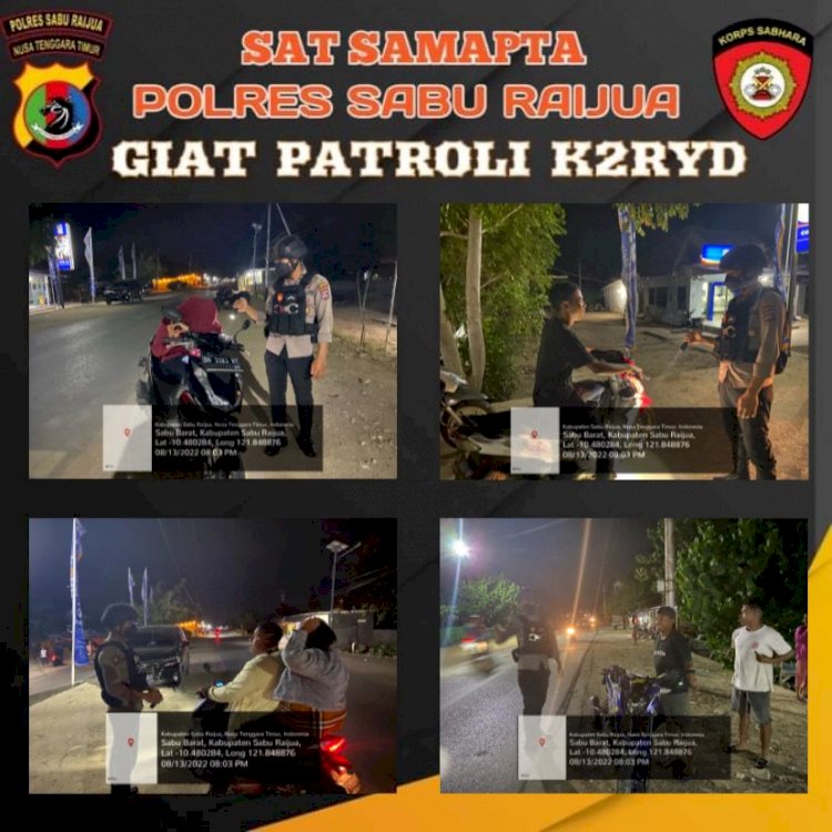 Tingkatkan Patroli Malam, Sat Samapta Polres Sabu Raijua Ciptakan Kamtibmas yang kondusif