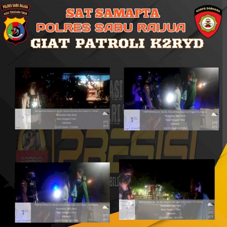 Sat Samapta Polres Sabu Raijua Ciptakan Kamtibmas di malam hari