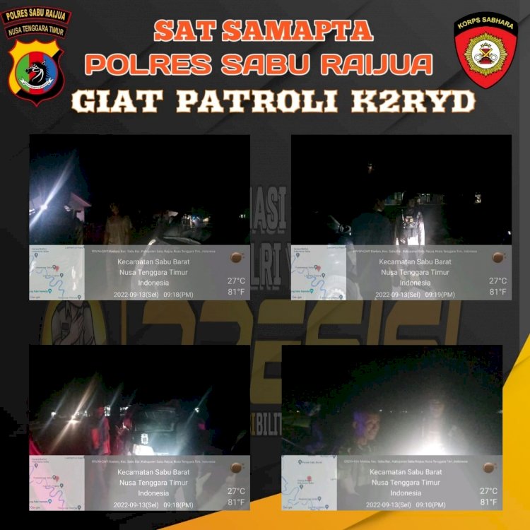 Kamtibmas terjaga aman, Sat Samapta Polres Sabu Raijua rutin patroli malam