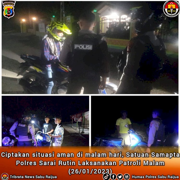 Ciptakan situasi aman di malam hari, Satuan Samapta Polres Sabu Raijua rutin laksanakan patroli malam