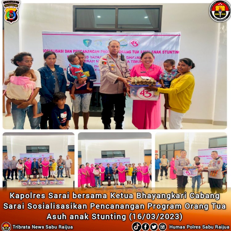 Kapolres Sarai bersama Ketua Bhayangkari Cabang Sarai Sosialisasikan Pencanangan Program Orang Tua Asuh anak Stunting