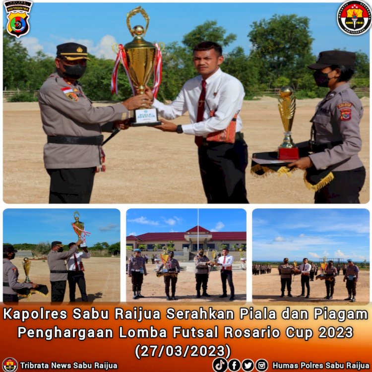 Kapolres Sarai Serahkan Piala dan Piagam Penghargaan Lomba Futsal Rosario Cup 2023