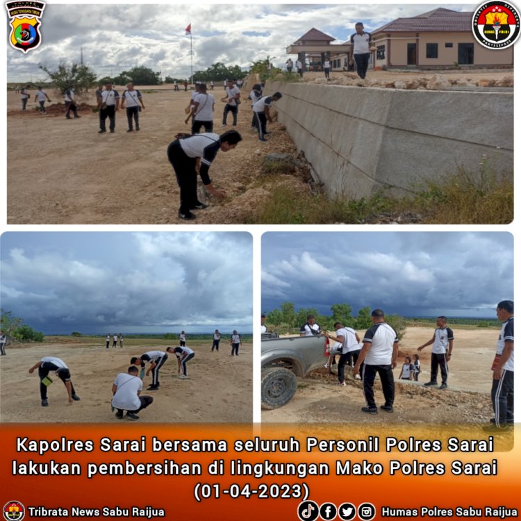 Peduli Kebersihan, Kapolres Sarai pimpin giat kebersihan Mako polres sarai