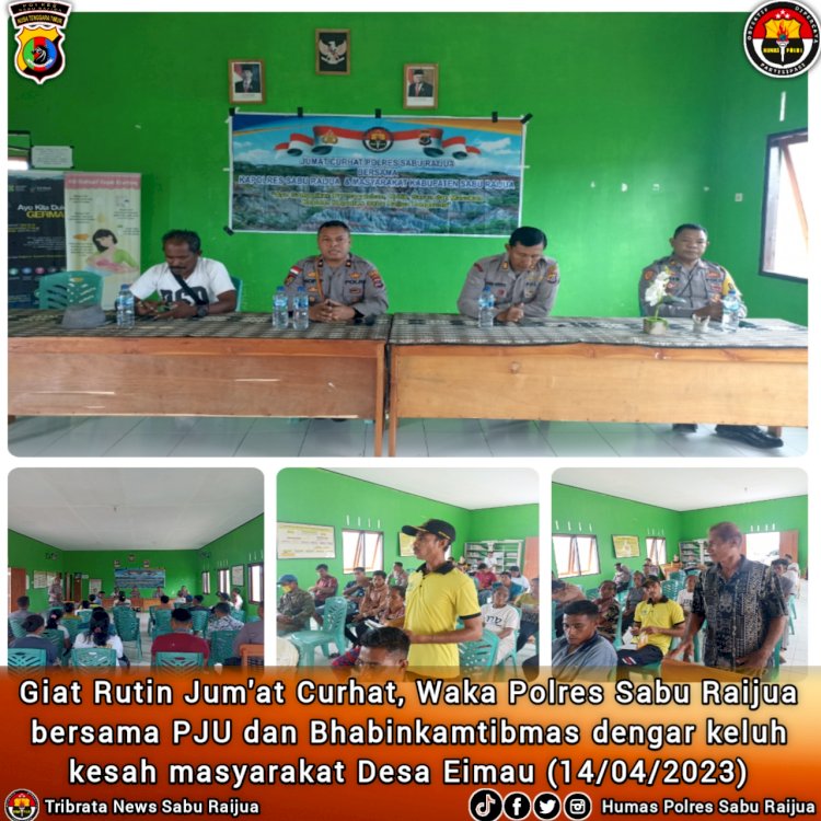 Giat Rutin Jum'at Curhat, wakapolres Sarai bersama PJU dan Bhabinkamtibmas dengar keluh kesah masyarakat Desa Eimau