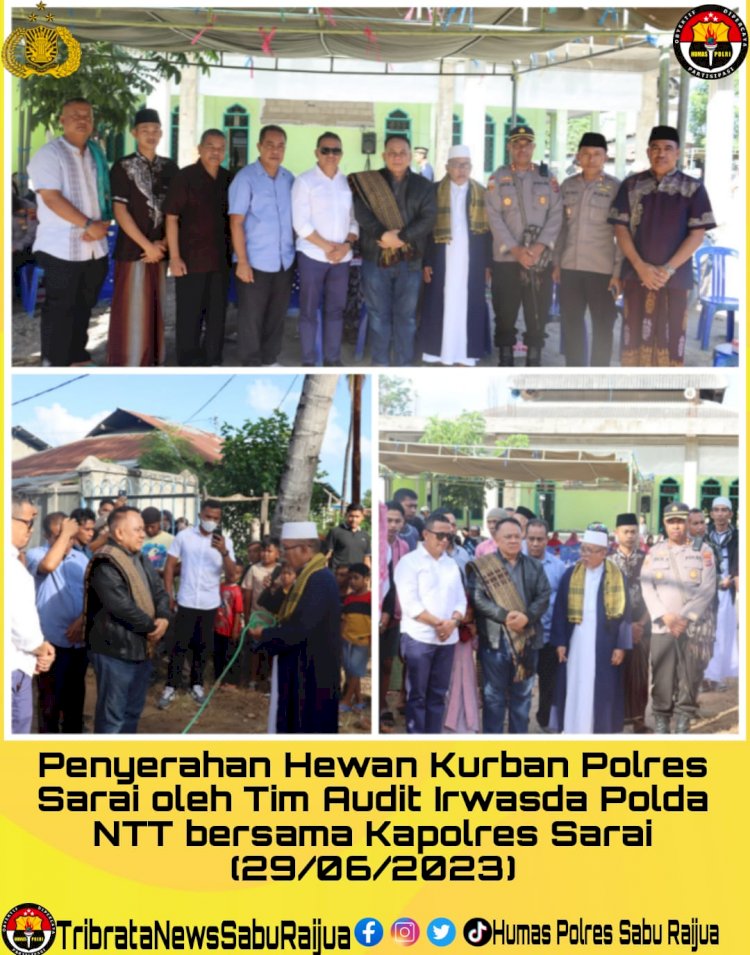 Penyerahan Hewan Kurban Polres Sarai oleh Tim Audit Irwasda Polda NTT bersama Kapolres Sarai