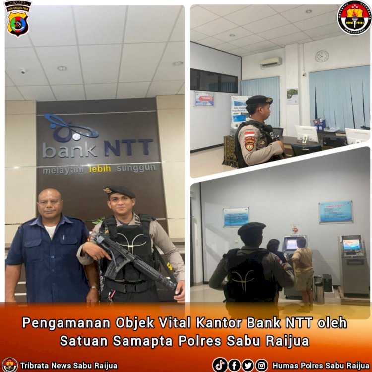 Pengamanan Objek Vital Kantor Bank NTT oleh Sat samapta Polres Sarai