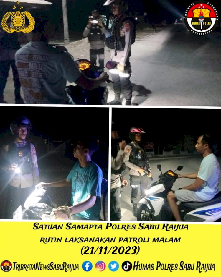 Satuan Samapta Polres Sabu Raijua rutin laksanakan patroli malam