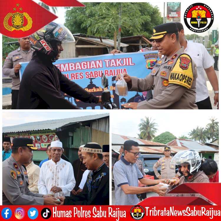 BERBAGI BERKAH DI BULAN SUCI RAMADHAN POLRES SARAI BAGIKAN TAKJIL GRATIS KEPADA MASYARAKAT.