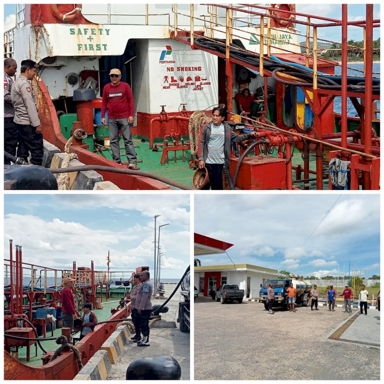 KEGIATAN HIMBAUAN KAMTIBMAS TERKAIT PERSEDIAN BBM MENJELANG HARI RAYA IDUL FITRI 1445 H DI PELABUHAN SEBA DAN SPBU KOMPAK ROBOABA, KEC. SABU BARAT, KAB. SABU RAIJUA