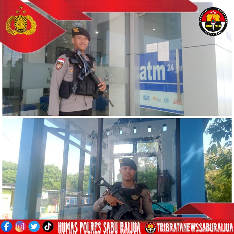 Satuan Samapta Polres Sarai melaksanakan pengamanan obyek vital pada yang ditugaskan untuk melaksanakan pengamanan di Bank NTT. 