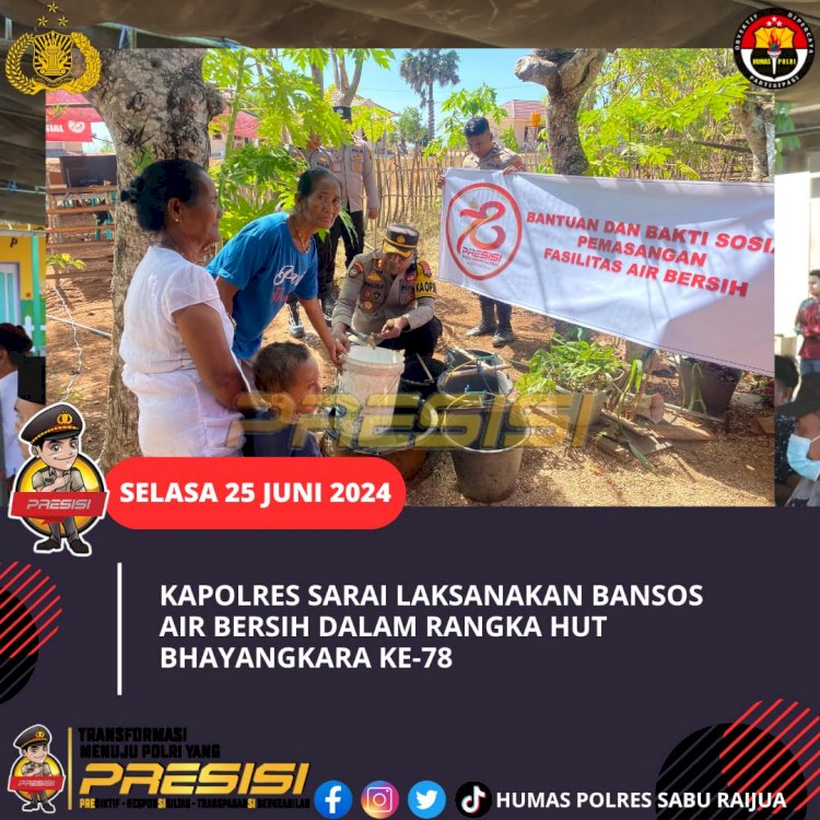 Kapolres Sarai Laksanakan Bansos Air bersih  Dalam Rangka HUT Bhayangkara Ke- 78 Tahun 2024