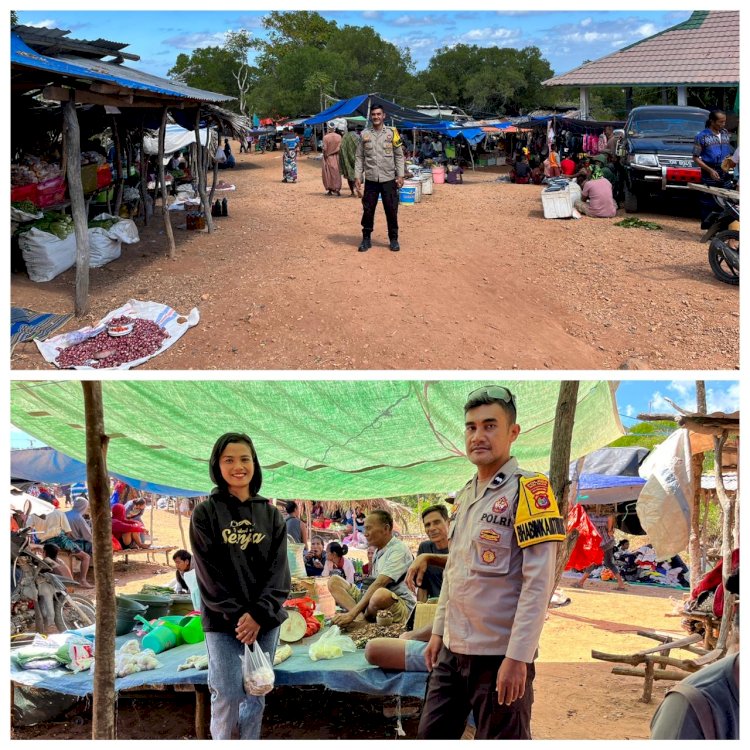 Bhabinkamtibmas Polres Sabu Raijua laksanakan “Patroli Dialogis dan pengamanan kegiatan Jual Beli di Pasar Tradisional Desa Peddaro”