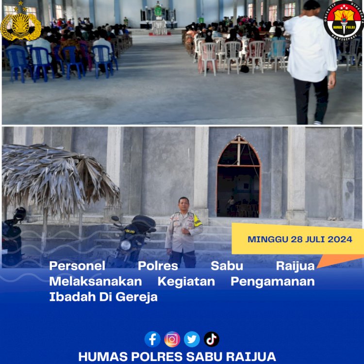 Personel Polres Sabu Raijua Melaksanakan Kegiatan Pengamanan Ibadah Di Gereja