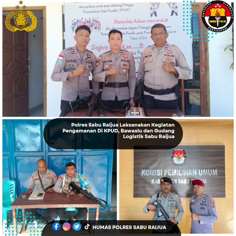 Polres Sabu Raijua tempatkan personelnya untuk mengamankan kantor Komisi Pemilihan Umum Daerah (KPUD), Badan Pengawas pemilu ( BAWASLU ) dan Gudang logistik pilkada Kab. Sabu Raijua.